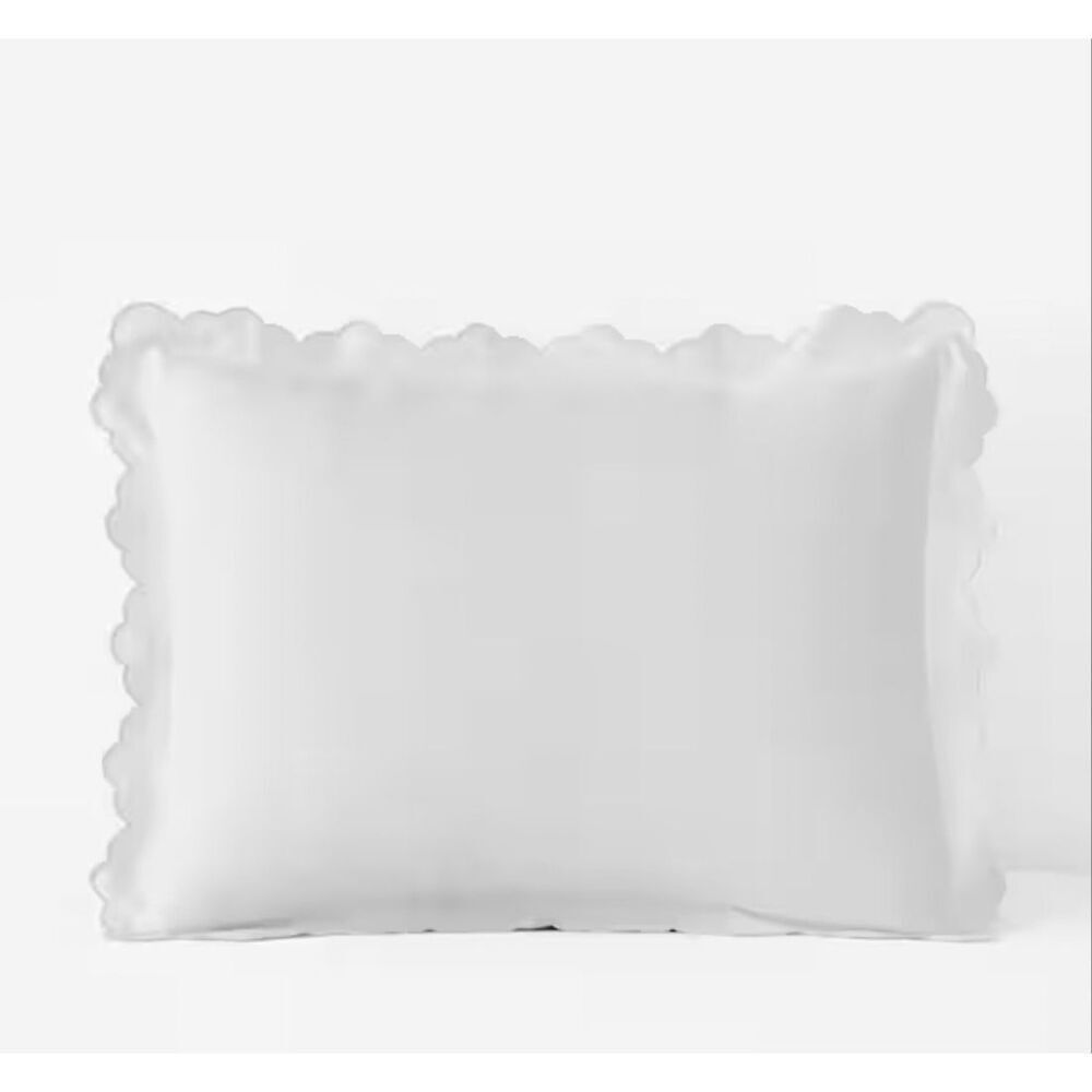 The Company Store Company Cotton Embroidered Scallop Ivory Sateen Sham, Standard